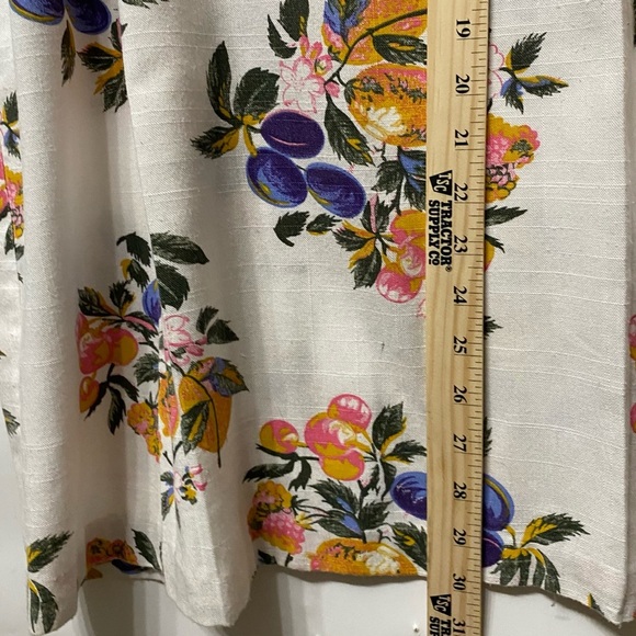 Day Dress VTG Hand Made Momcore Short Sleeve Midi Fruit Floral Pleat M Cottage - Picture 12 of 12